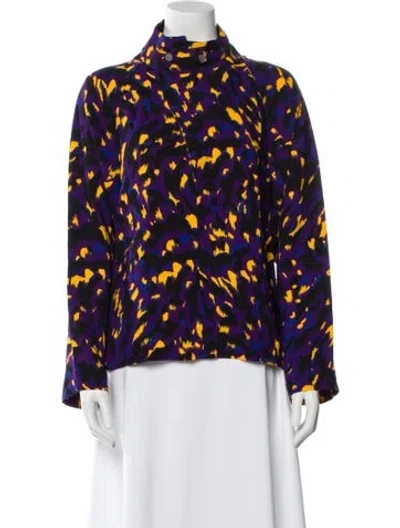 Pre-owned Burberry Printed Mock Neck Blouse W/ Tags In Multi