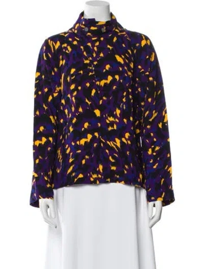 Pre-owned Burberry Printed Mock Neck Blouse W/ Tags In Multi