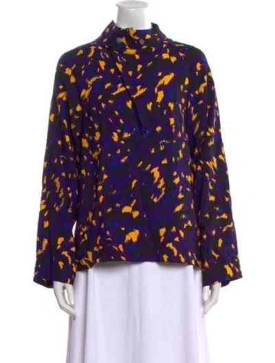 Pre-owned Burberry Printed Mock Neck Blouse W/ Tags In Multi
