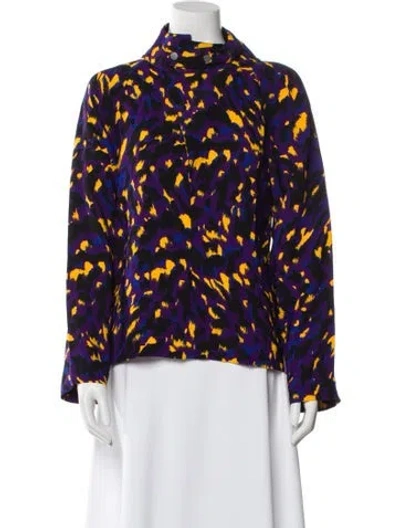 Pre-owned Burberry Printed Mock Neck Blouse W/ Tags In Multi