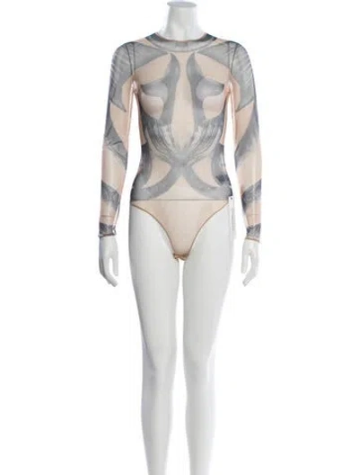 Pre-owned Burberry Printed Mock Neck Bodysuit W/ Tags In Neutrals