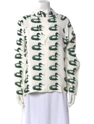 Pre-owned Burberry Printed Mock Neck Sweatshirt W/ Tags In White