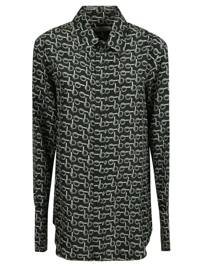 Burberry Printed Monogram Shirt In Silver/green