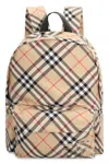 Burberry Check Pattern Backpack With Front Pocket In Brown