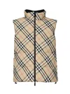 Burberry Beige Sleeveless Vest With All-over Check Motif In Tech Fabric Man In Sandipcheck