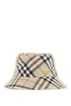 Burberry Ered Cotton Blend Bucket Hat With Nine Words In Neutral