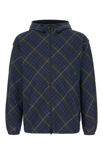 Burberry Bias Check Nylon Windbreaker In Navy