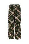 Burberry Tartan Patterned Nylon Sweatpants With Drawstringed Ankle In Ivy Ip Check
