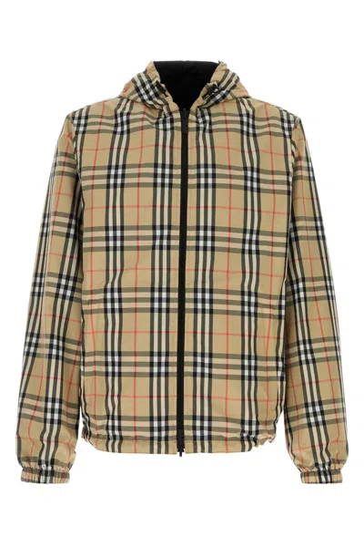 Burberry Printed Polyester Reversible Jacket In Brown