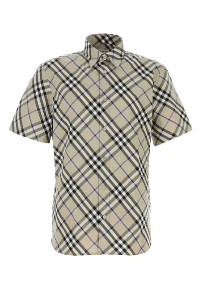 Burberry Printed Poplin Shirt In Brown