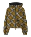 Burberry Zip Up Jacket With Hood In Brown