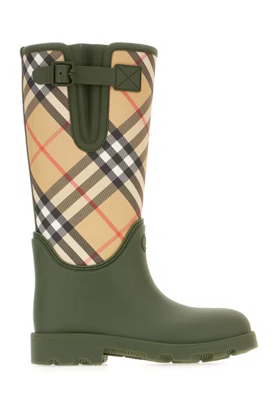 Burberry Printed Rubber Marsh Stamp Boots In Blue