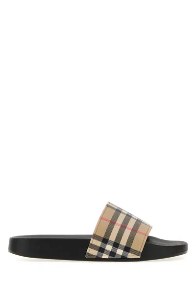 Burberry Printed Rubber Slippers In White