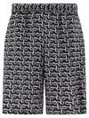 Burberry All Over Print Bermuda Shorts In Black