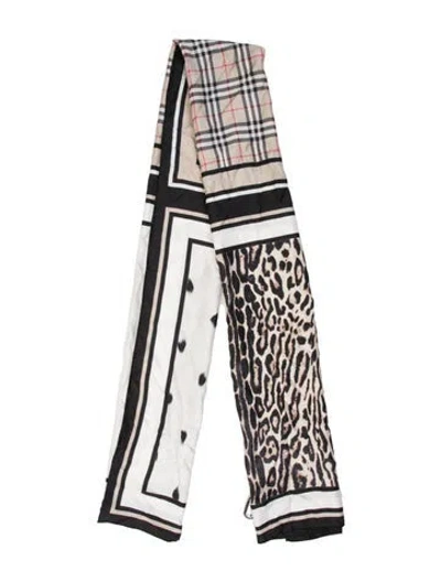 Pre-owned Burberry Printed Scarf In Black