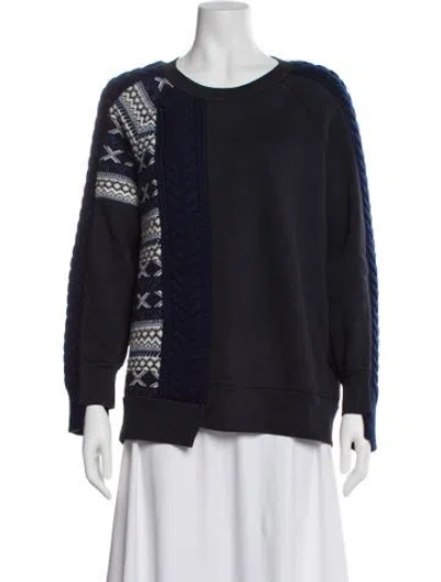 Pre-owned Burberry Printed Scoop Neck Sweater In Blue