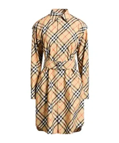 Burberry Woman Mini Dress Sand Size 2 Cotton In Multi