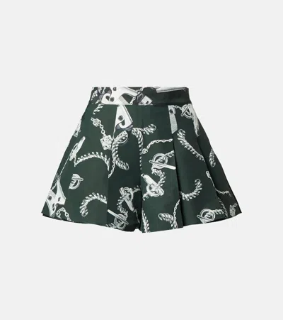 Burberry Pleated Chain Print Shorts In Green