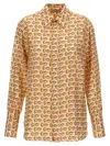 Burberry B-closure Print Silk Poplin Shirt In Yellow