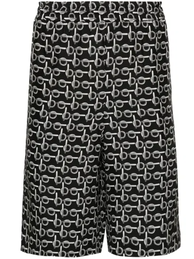Burberry Printed Silk Bermuda Shorts In Black