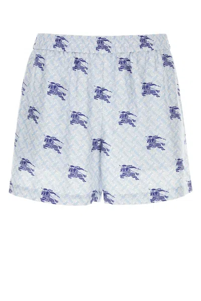 Burberry Printed Silk Bermuda Shorts In Navyippattern
