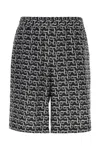 Burberry Printed Silk Bermuda Shorts In Silver