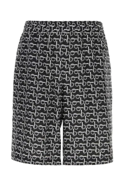 Burberry All Over Print Bermuda Shorts In Black