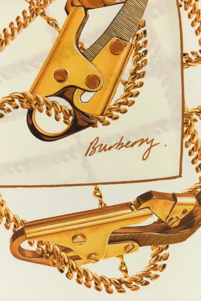 Burberry Printed Silk Foulard In Gold