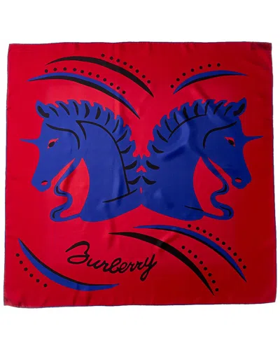 Burberry Printed Silk Scarf In Red