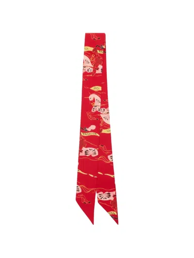 Burberry Skinny Watercolour Ekd Silk Scarf In Red