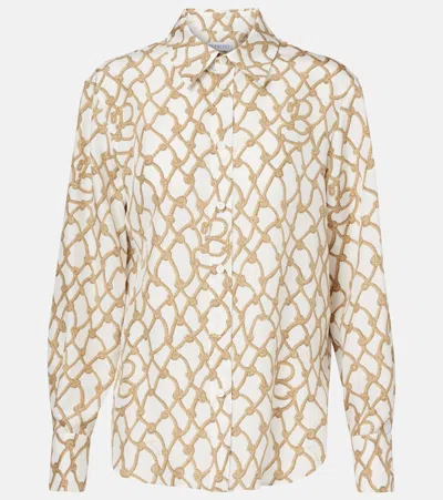 Burberry Printed Silk Shirt In Thatch