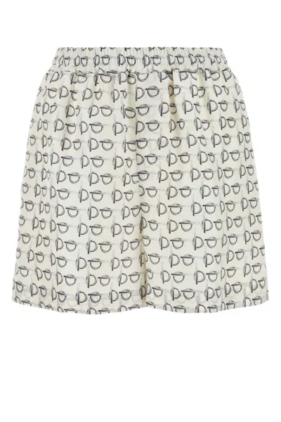 Burberry Printed Silk Shorts In White