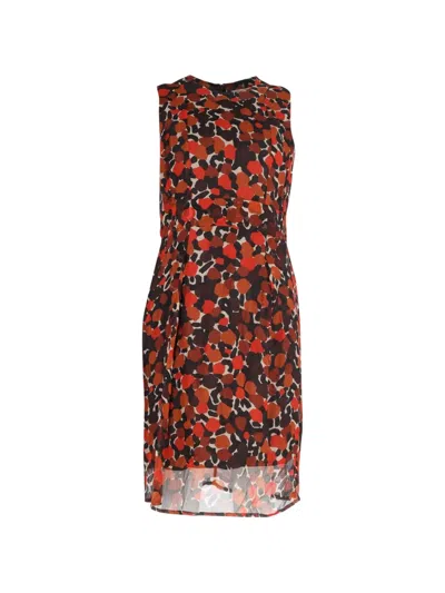 Pre-owned Burberry Printed Sleeveless Midi Dress In Red
