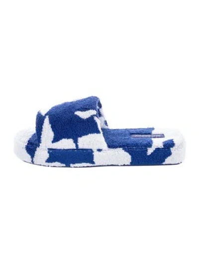Pre-owned Burberry Printed Slides In Blue