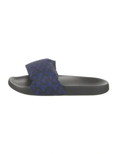 Pre-owned Burberry Printed Slides W/ Tags In Blue