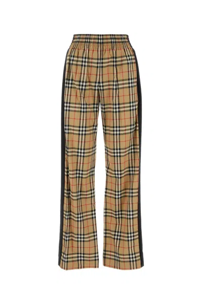 Burberry Pants  Woman Color Beige In Multicolor