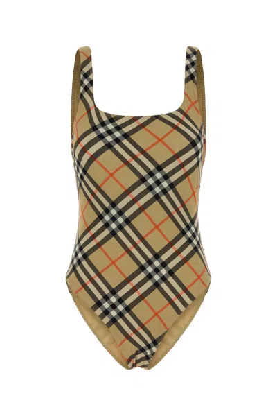 Burberry Printed Stretch Nylon Swimsuit In White