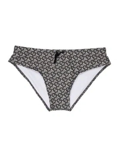Pre-owned Burberry Printed Swim Briefs In Gray