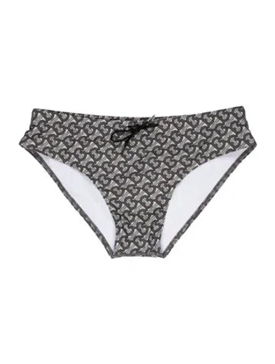 Pre-owned Burberry Printed Swim Briefs In Gray