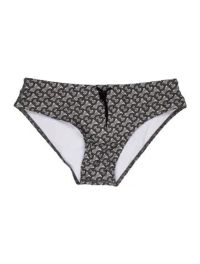 Pre-owned Burberry Printed Swim Briefs In Gray