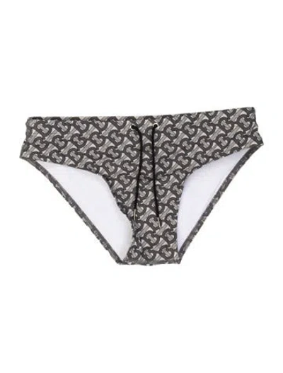 Pre-owned Burberry Printed Swim Briefs In Gray