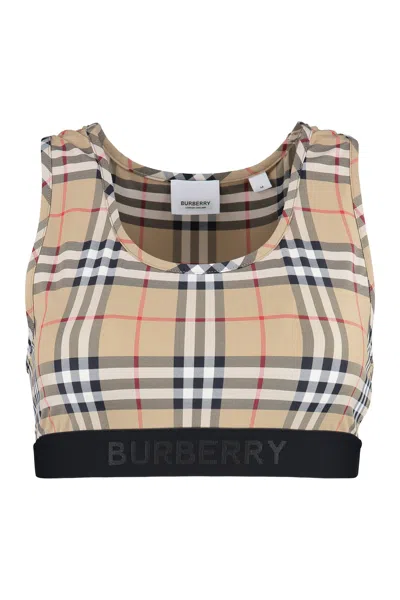 Burberry Printed Stretch Nylon Top In Brown