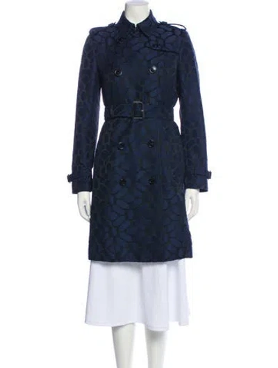 Pre-owned Burberry Printed Trench Coat In Black