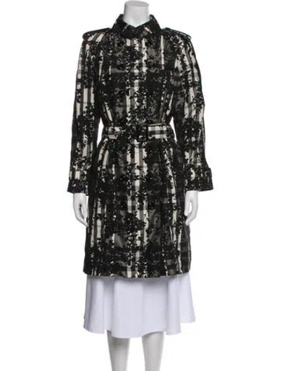 Pre-owned Burberry Printed Trench Coat In Gray