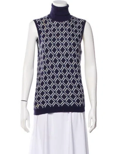 Pre-owned Burberry Printed Turtleneck Sweater In Blue