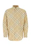 Burberry Men Beige Shirt With Button-down Collar And Check Motif In Cotton Man
