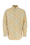 Burberry Men Beige Shirt With Button-down Collar And Check Motif In Cotton Man