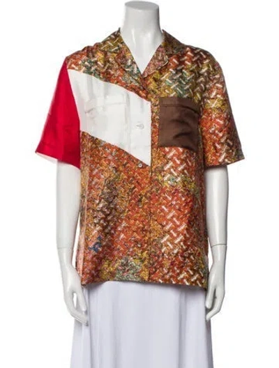 Pre-owned Burberry Printed V-neck Blouse In Neutral