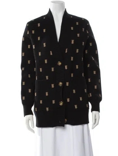 Pre-owned Burberry Printed V-neck Sweater In Black