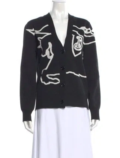 Pre-owned Burberry Printed V-neck Sweater In Black